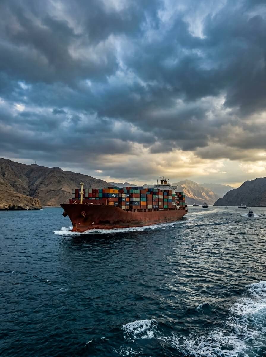 Cargo ship at sea